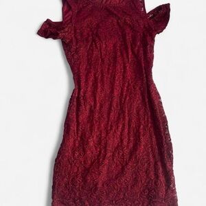 Ci Sono One Shoulder Burgundy Dress